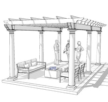 Load image into Gallery viewer, A 10&#39; x 20&#39; Pergola sketch with people &amp; furniture
