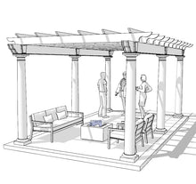 Load image into Gallery viewer, A 10' x 20' Pergola sketch with people & furniture