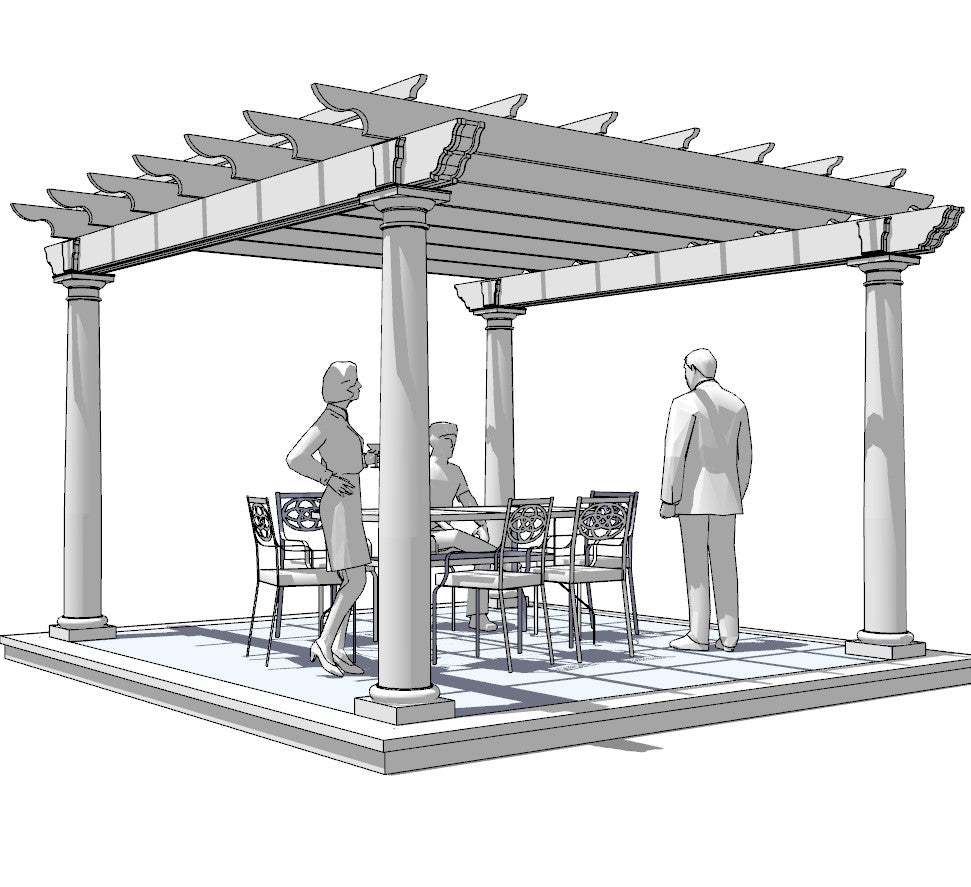 Architectural Plans - Freestanding Pergola - 12' x 12'