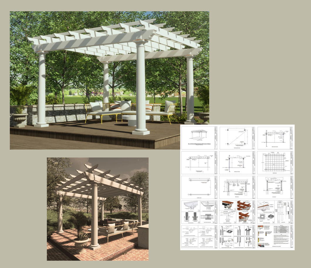 Architectural Plans - Freestanding Pergola - 12' x 12'